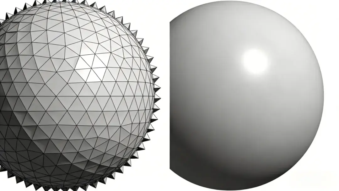 STL三角网格放大图 vs 原始CAD曲面