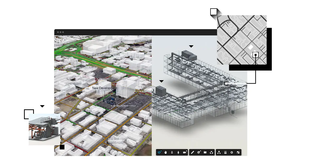 CAD、BIM模型与GIS地图数据贯通示意图